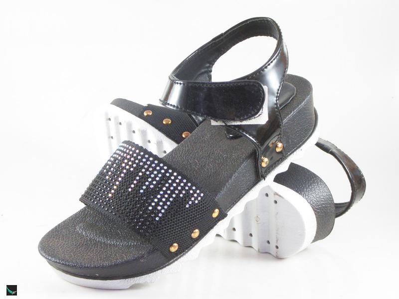 Pu sandals with studs in black