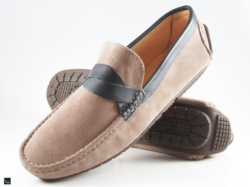 Handstitched Moccasin in suede grey