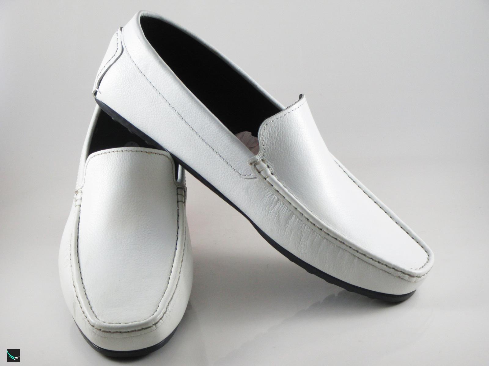 Men's Casual Leather Classic White Loafers - 3756 - Leather Collections ...