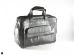 Black genuine multi zip compartments laptop bag - 2
