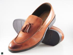 Casual daily wear tan leather shoes