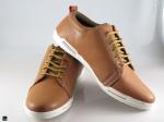 Men's brown leather sneakers - 1