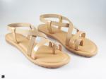 Tan Color Zigzag Design flat sandals - 1