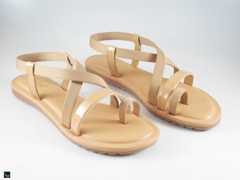 Tan Color Zigzag Design flat sandals