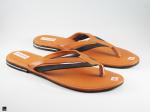 Ladies single strap durable tan slippers - 4