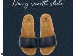 Smooth Leather slide in Navy - 6