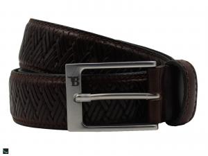 Woven Textured leather belt In brown